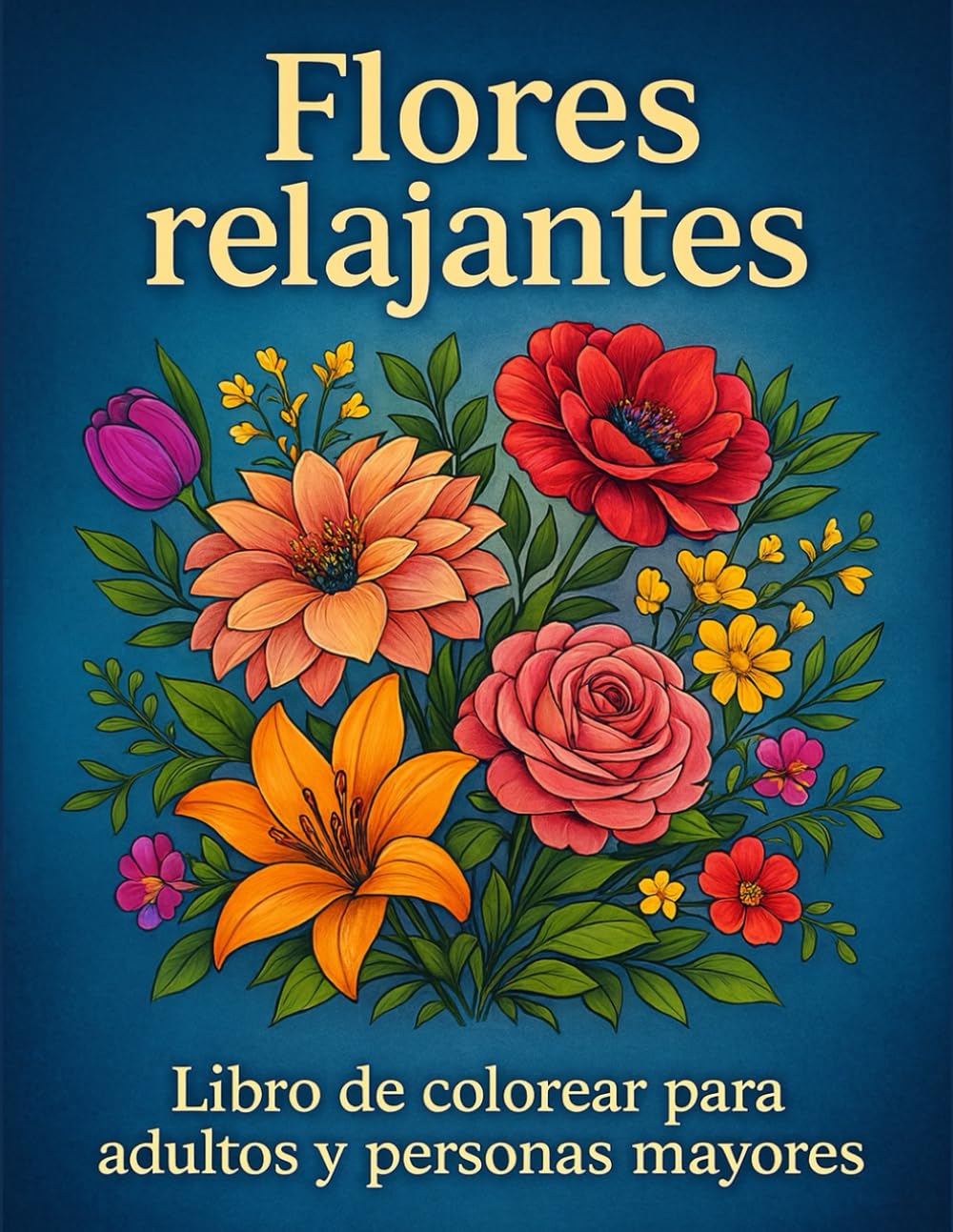 Flores relajantes: Libro de colorear para adultos y personas mayores – diseños florales para relajarse y reducir el estrés