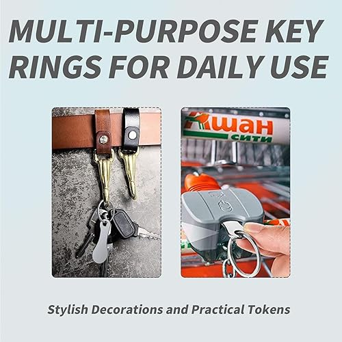 Miniatura 6 de 6 piezas de mini llavero de aleación de aluminio plateado para carrito de compras, llavero de cuarto pequeño para carrito de compras, plateado