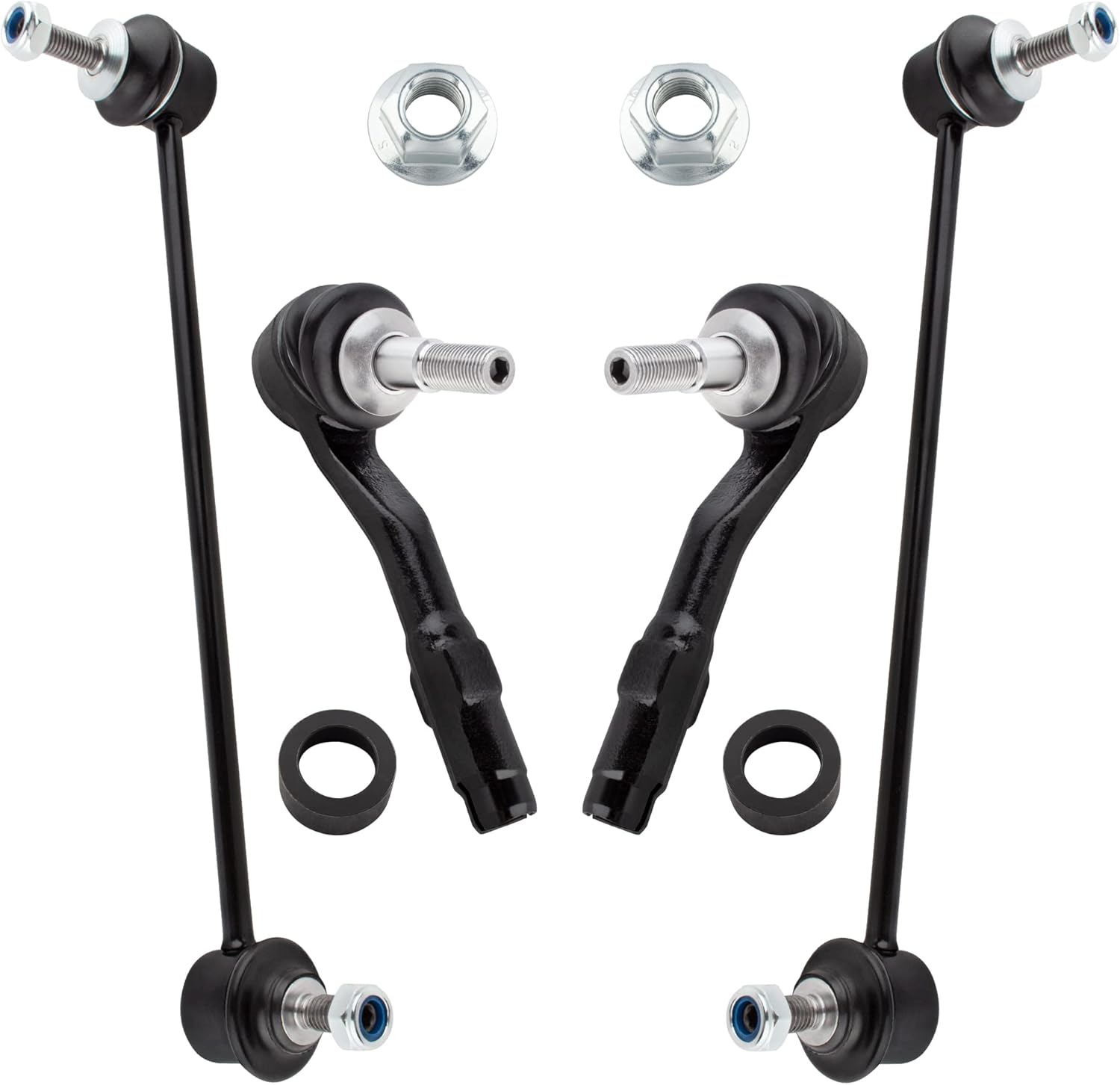 BOXI Front Suspension Kit (2) Front Outer Tie Rod Links + (2) Front Sway Bar Links Fit for BMW 525i 530i 2004-2007 | for BMW 528i 535i 2008-2010 | for BMW 550i M5 2006-2010 | ES800478 K750027 K750028