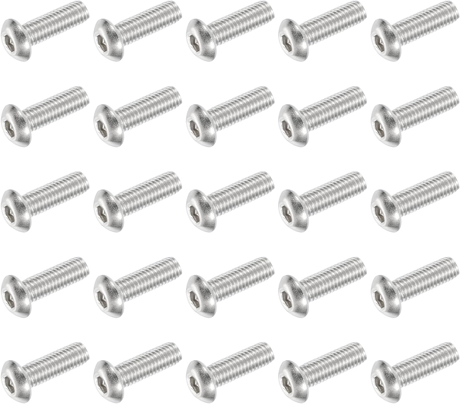PATIKIL Button Head Socket Cap Screws, 25 PCS #10-32 UNF x 5/8 Inch 304 Stainless Steel Hex Drive Fully Thread Machine Bolts Screw for Furniture Water Pump Light Fixture, Silver