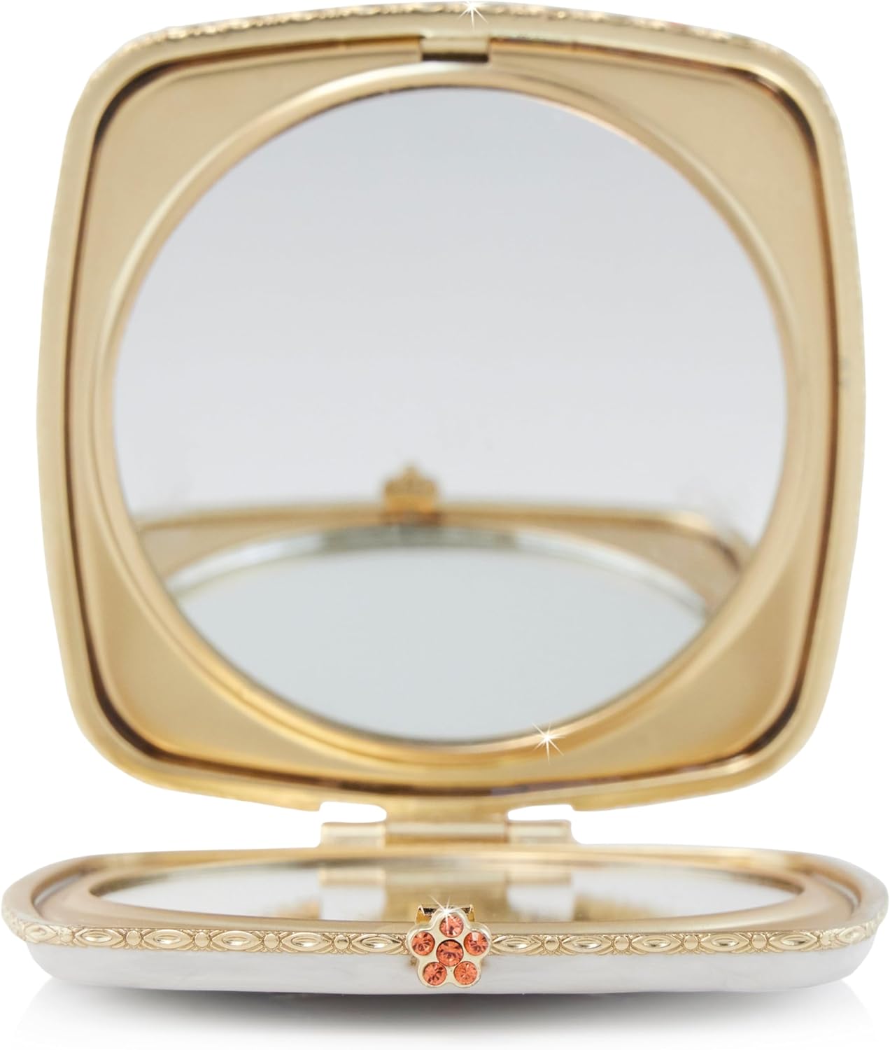 Jay Strongwater Lily Floral Flamingo Compact - SCB8090-256, Gold