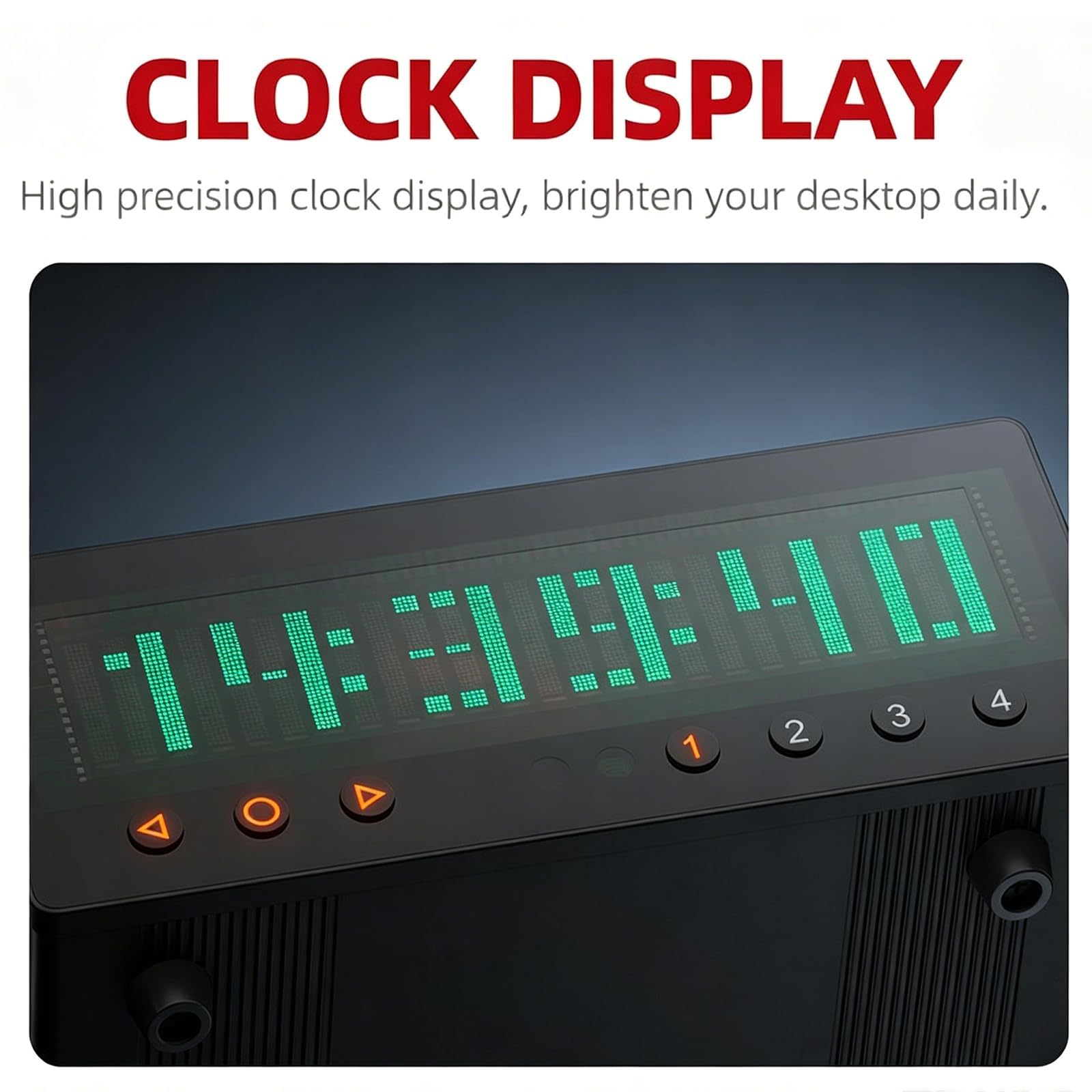 VFD-Spektrum-Anzeige, Audio-Visualisierer, 4-Kanal-Cinch-Audio-Umschalter, Musikspektrum- und Uhrfunktion, fernbedienbare Effekte, für Heim-Lautsprecher und Desktop-Setups