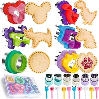 Blithcreav 22 Pcs Sandwich Cutter and Sealer with Storage Case, Uncrustable Maker & Fruit Cutter Food Picks, DIY Bread Dec...