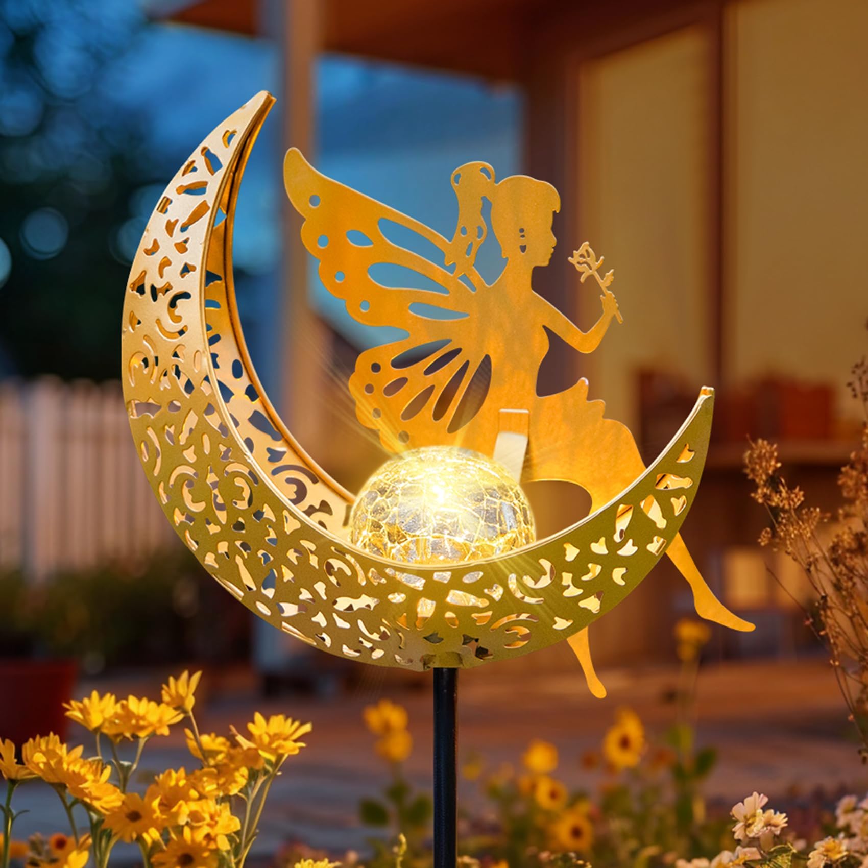 Fairy Moon Solar Lights Outdoor Garden Gifts for Mom Yard Decorations Stakes ...