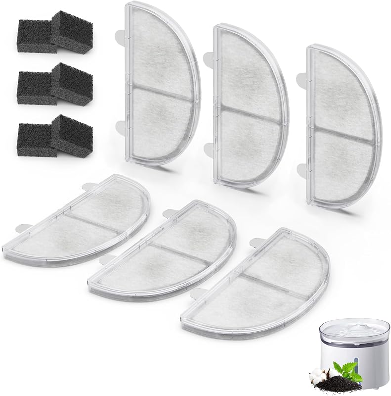 Refil para Fonte de Água para Gatos ITSCUTE CF20 WF20 BF10 com Carvão Ativado e Esponjas, Pacote com 6
