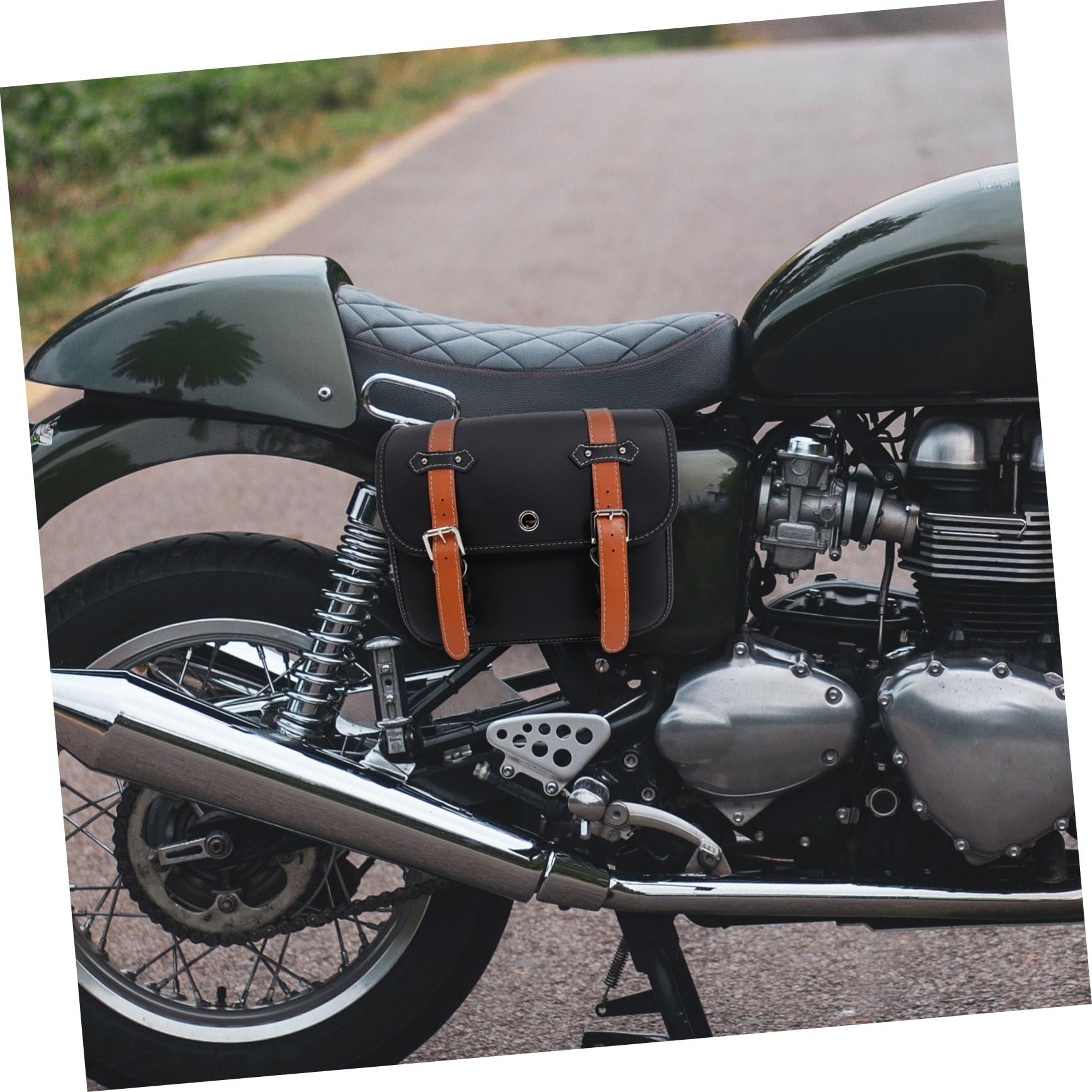 Ciieeo Sacoche de Moto Vintage en Cuir Noir Sacoches Latérales Étanches 2 Pièces Facile à Installer et Retirer pour Rangement Outils Moto