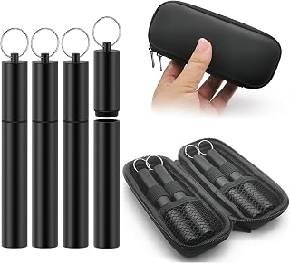 4-Pack Aluminum Metal Tube Container with Portable Case,4.6-inch Fits King Size,Airtight, Water Proof Tube Storage,Keychain,Lightweight,Great for Traveling