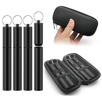 4-Pack Aluminum Metal Tube Container with Portable Case,4.6-inch Fits King Size,Airtight, Water Proof Tube Storage,Keychain,Lightweight,Great for Traveling