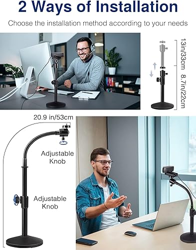 Miniatura 4 de Puroma Soporte de cámara web Soporte de montaje de cuello de ganso Soporte de escritorio mejorado para cámara web Logitech C922 C930e C920S C920