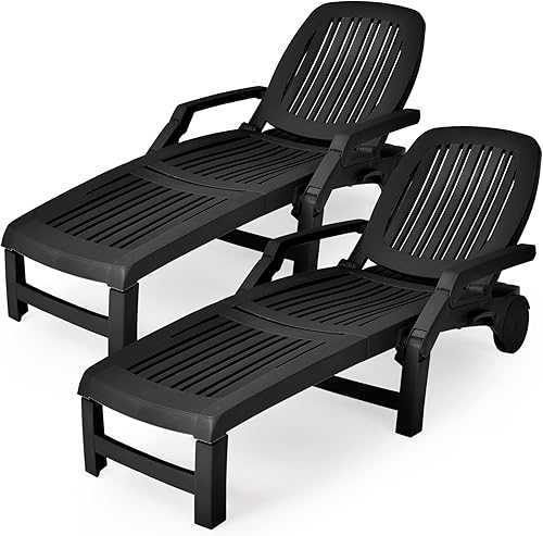 COSTWAY Sillón reclinable ajustable de 2 piezas, resistente a la intemperie, color negro