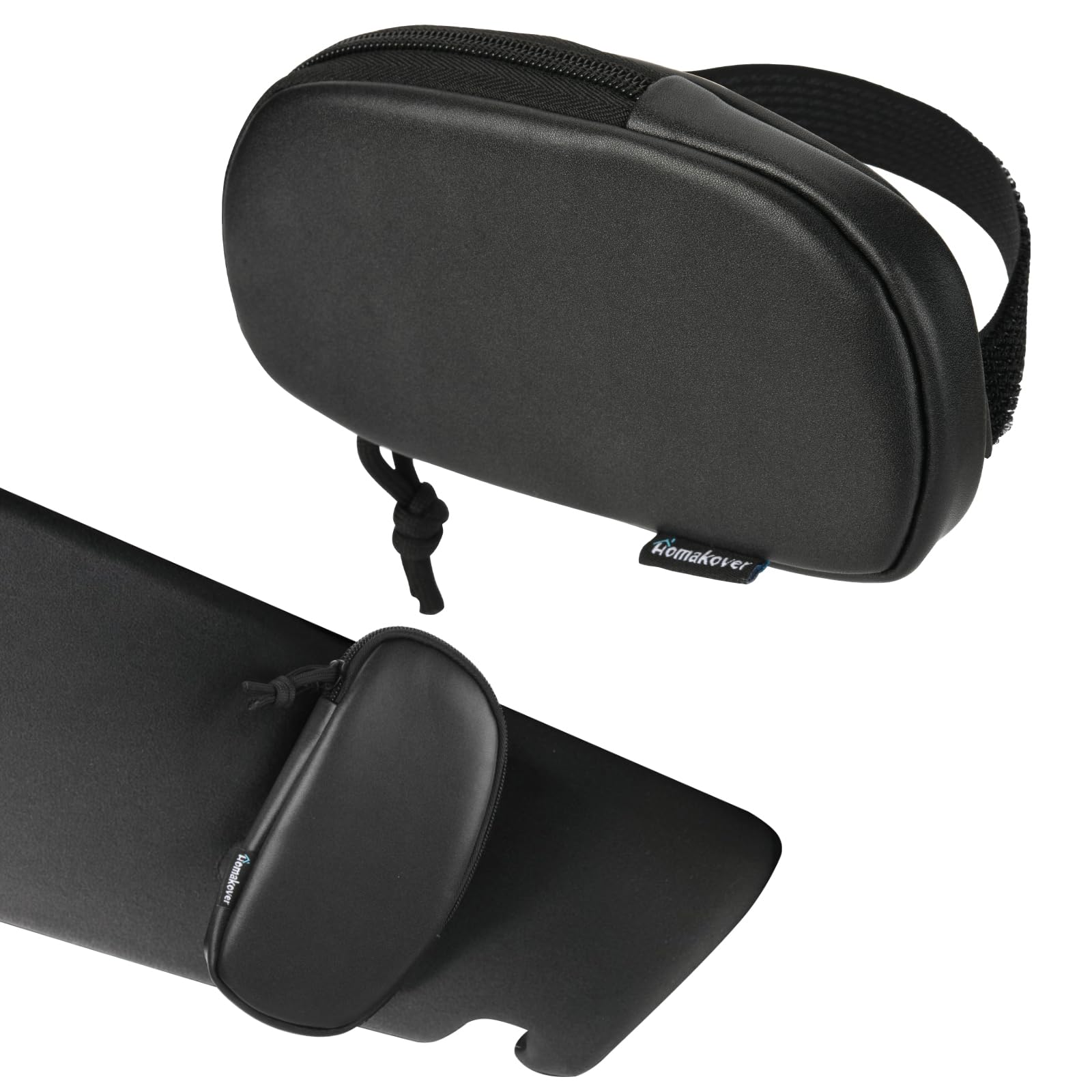 Sunglasses Holders for Car Visor, Faux Leather Eyeglass Holder for Different Size Eyeglasses, Adjustable Visor Bag Sunglass Holder for Cars, Compatible with Keys, Balms (Black)