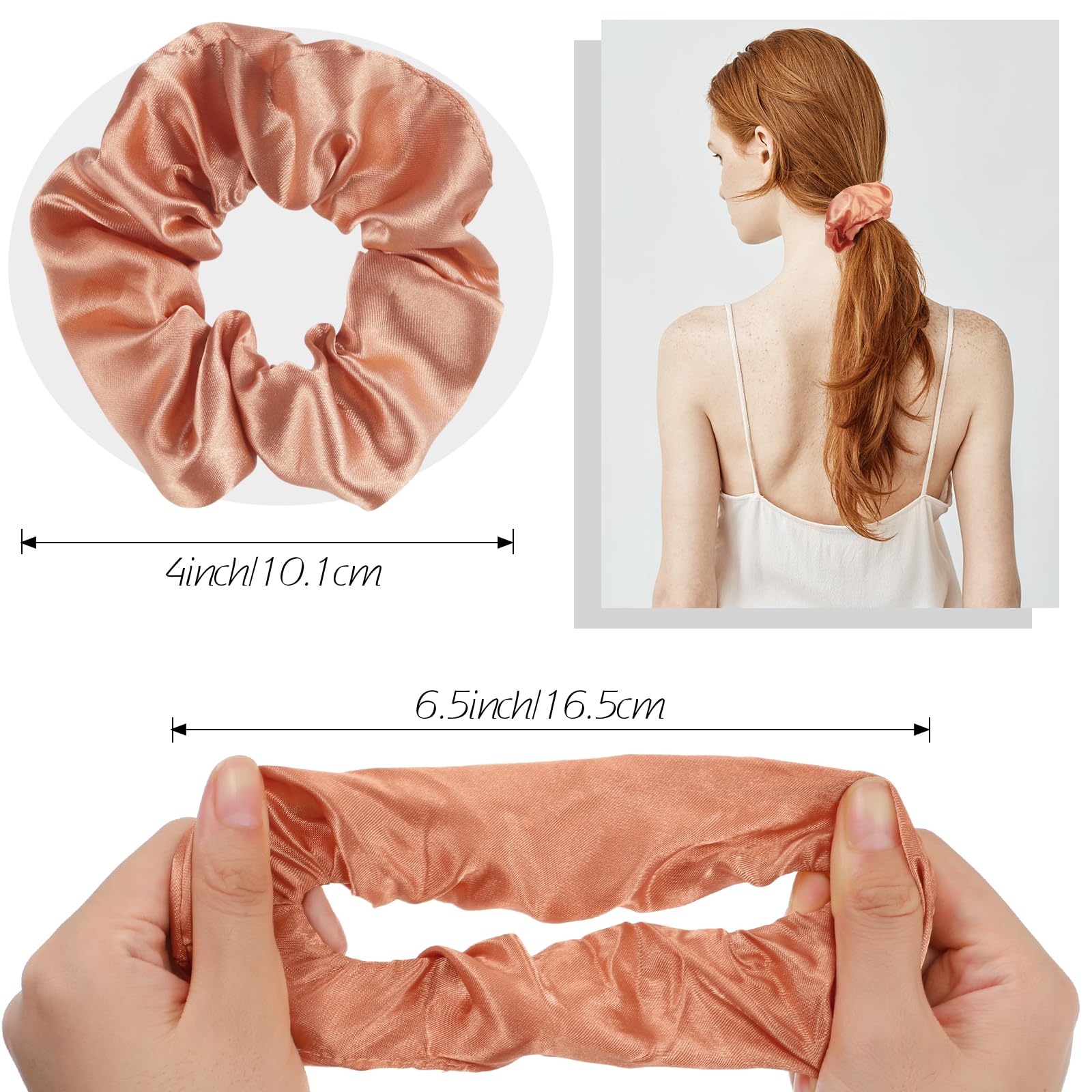 Hoteam 200 bandas elásticas de satén para el pelo a granel para soporte de cola de caballo, color sólido, bandas elásticas para el cabello, para mujeres, adolescentes, regalo de cumpleaños (color