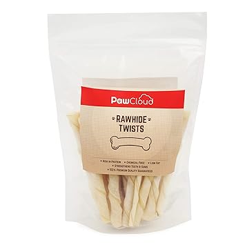 PawCloud Rawhide Twists Dog Chew Sticks, Twisted White Dog Treat, 400 Gm
