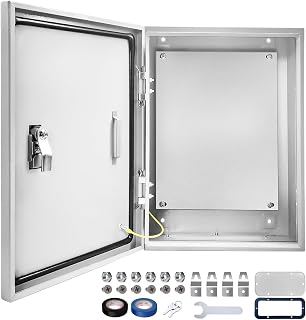 Outdoor Electrical Box 20 x 12 x 10''D NEMA 4X Enclosure Steel Box, Waterproof & Dustproof Outdoor/Indoor Lockable Electrical Junction Box, with Mounting Plate