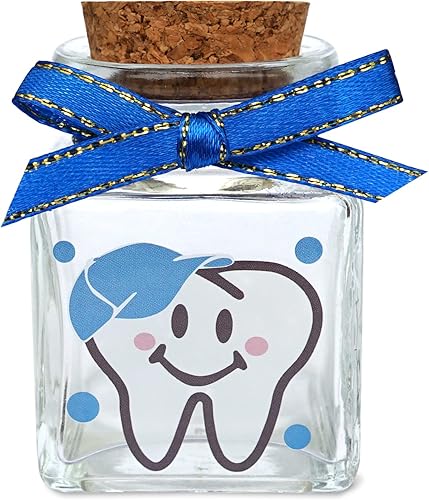HAMUIERS Caja de dientes de bebé, caja de hadas de dientes para dientes perdidos, soportes de dientes de vidrio para niños, caja de recuerdo de