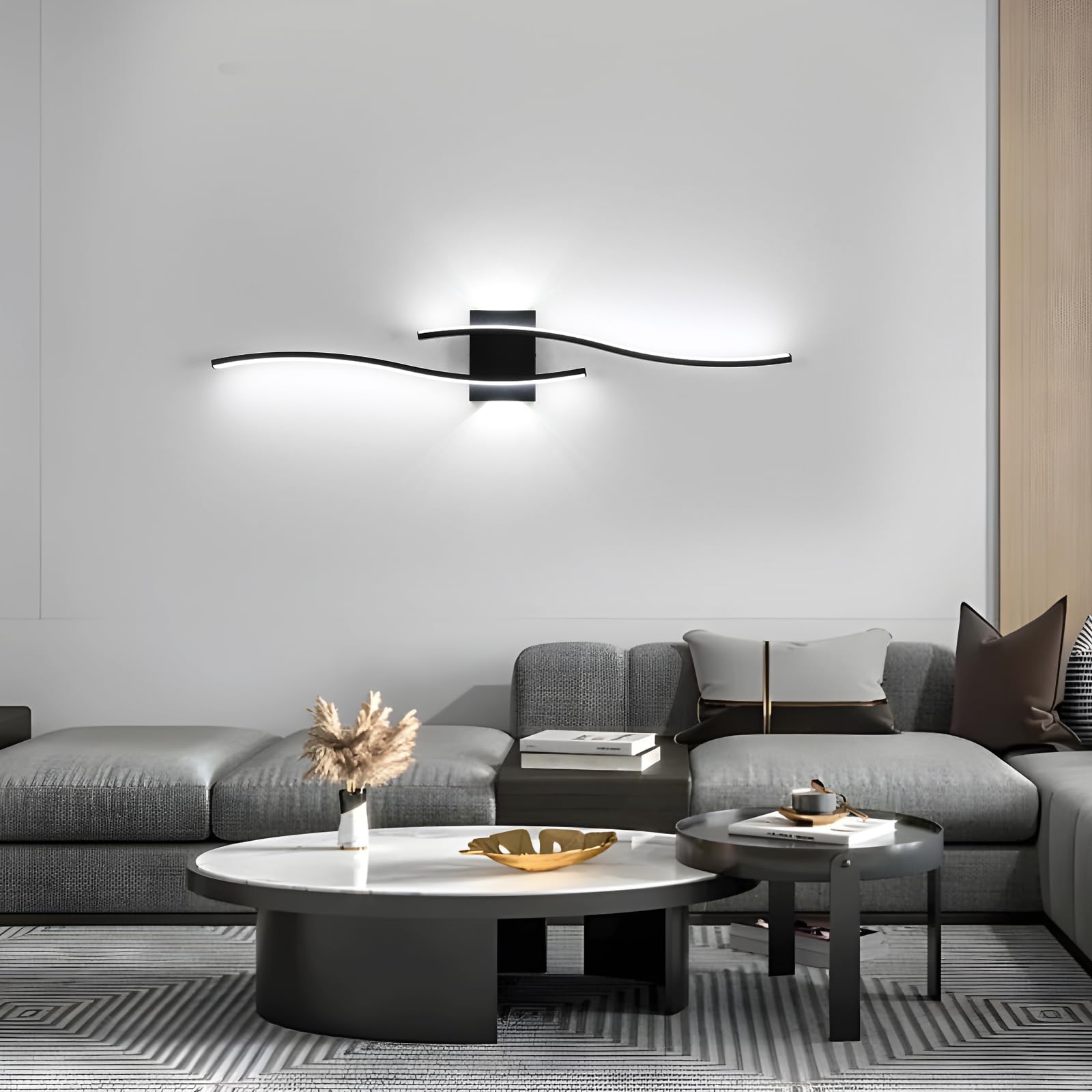 DELIPOP Applique LED da Parete Interno, 27W Lampada da Parete Moderna in Alluminio, Bianco Freddo 6500K Lampada a Muro per Soggiorno Camera da Letto Scale Corridoio, Nero | Lampada a Muro in Alluminio per Soggiorno Camera da Letto Scale Corridoio