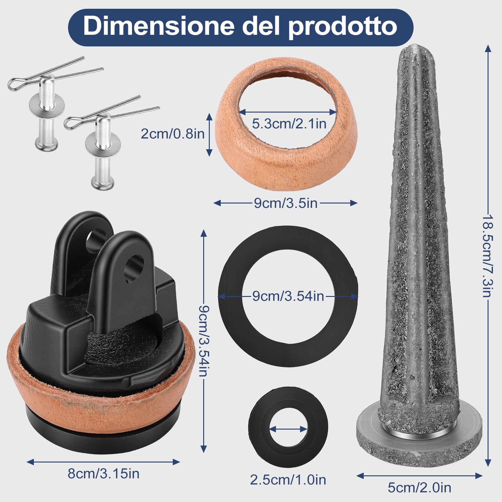 Kit Pistone di Ricambio per Pompe per Impugnature, pompa da giardino a mano dell'acqua di Tipo 75 con valvola perforante, rivestimento in pelle, pistone ad anello di tenuta