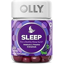 OLLY Restful Sleep Gummy Supplement with Melatonin &amp; L-Theanine Chamomile, Blackberry Zen, 50 Gummies (25 Day Supply) Supports a Healthy Sleep Cycle* (Packaging May Vary)