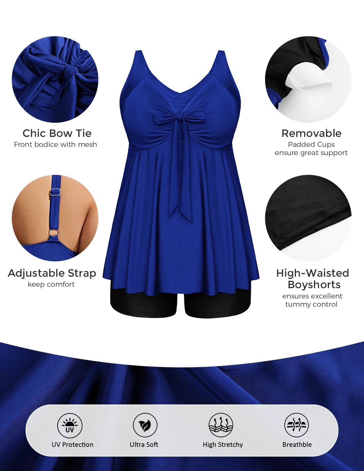 Hanna Nikole Plus Size Women Tankini Set Tummy Control e Costumi da Bagno a Vita Alta per L'Estate