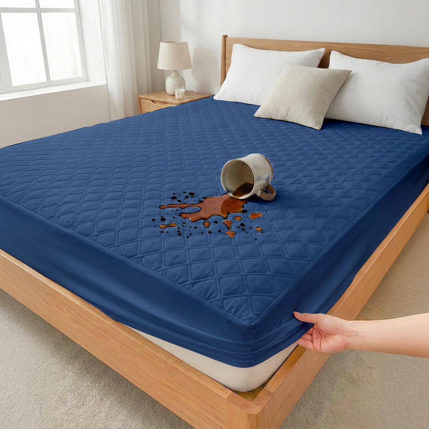 Ayka Waterproof Queen Mattress Protector - 100% Cotton -11
