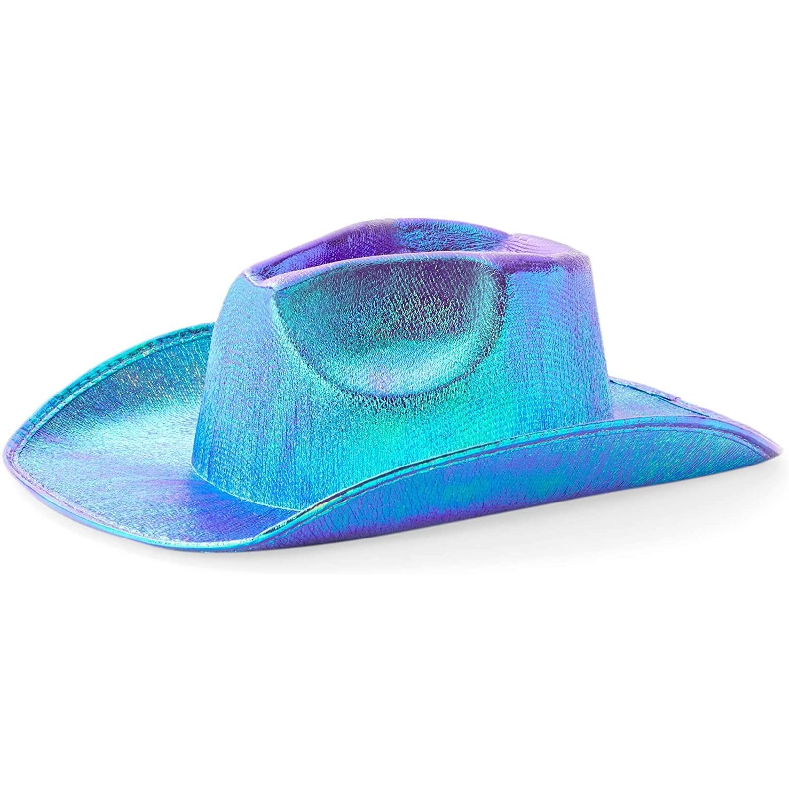 1269 Adult Iridescent Holographic Cowboy Hats - Set Of 6 In Metallic Colors - Cosmic Cowgirl Hat: Rhinestone Iridescent Blue Cowboy Hat  main image 3