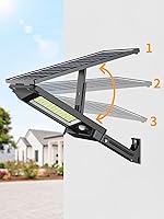 Vista 5 de intelamp Solar Street Lights Outdoor Waterproof 3000LM 12500mAh Dual Motion Sensor Dusk to Dawn Security Floodlight Lamp Outside, LED Flood Lighting