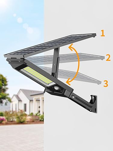 Miniatura 5 de intelamp Farolas solares impermeables para exteriores, 3000 lúmenes, 12500 mAh, sensor de movimiento dual, lámpara de seguridad del atardecer al