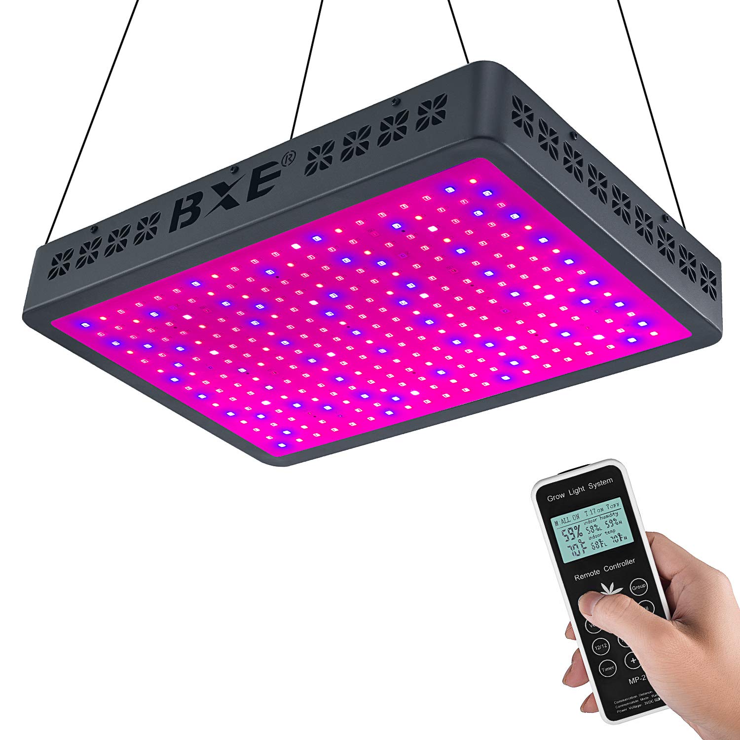 STORM GYRO Remote Control BXE-219 3000W 300PCS LED Grow Light Grouping,Timer,Temperature and Humidity Monitor Full Spectrum Growing Lamp for Hydroponic Indoor Plants Veg and Flower
