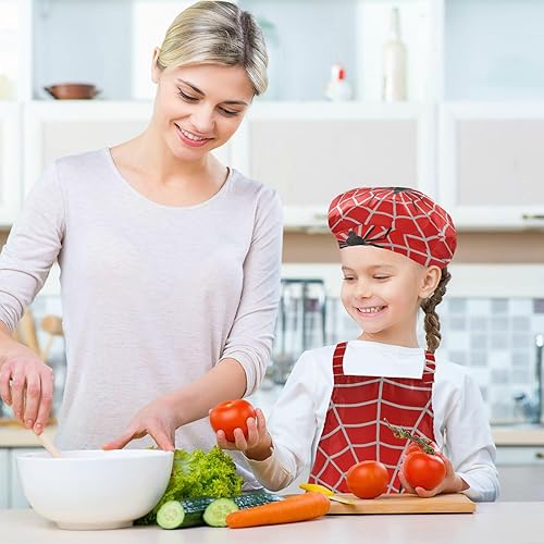 Miniatura 5 de Juego de delantales, sombrero de chef y delantal rojo de telaraña de Halloween (3-12 años)