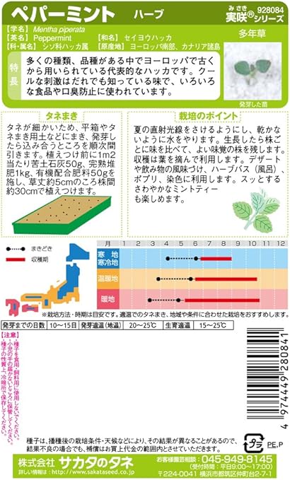 Amazon サカタのタネ 実咲ハーブ8084 ペパーミント ハーブ ハーブ