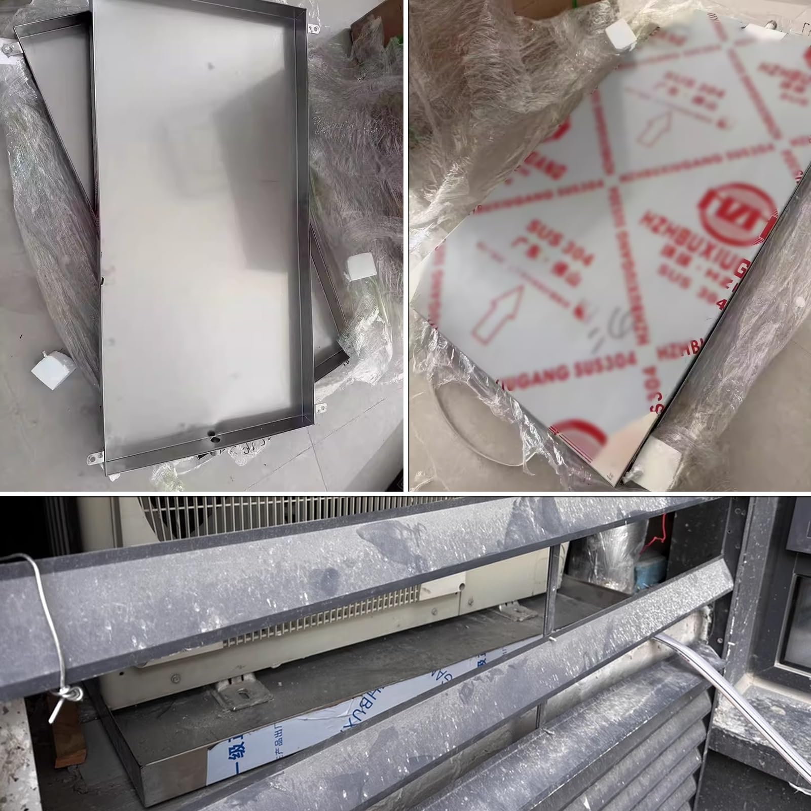 Vaschetta Condensa Climatizzatore con Foro di Scarico Altezza 10cm in Acciaio Inox Saldata Senza Giunzioni for Lunga Durata Vaso Raccogli Condensa Condizionatore(135x50cm(53x20in))