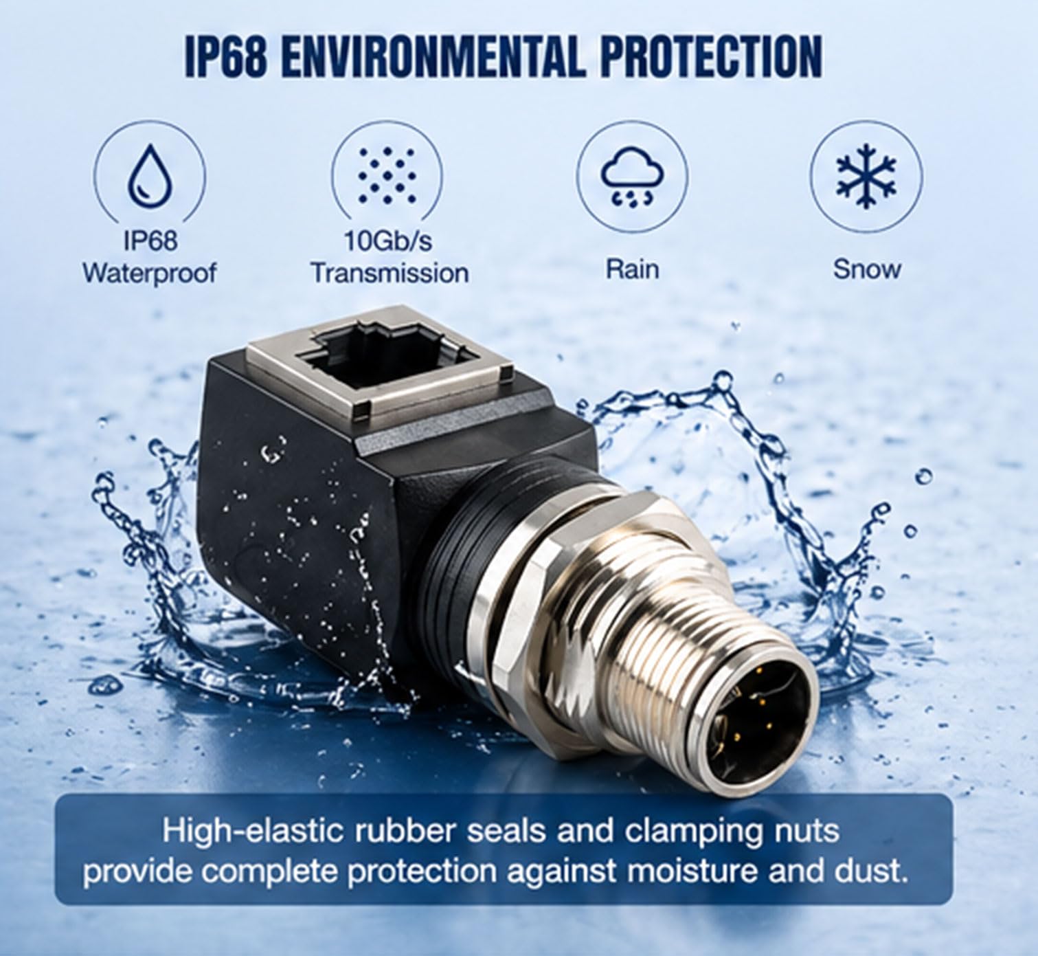 Adaptateur M12 X-Code 8 broches vers RJ45 – IP68 étanche, connecteur Ethernet industriel Cat6, blindé pour Cognex et automatisation
