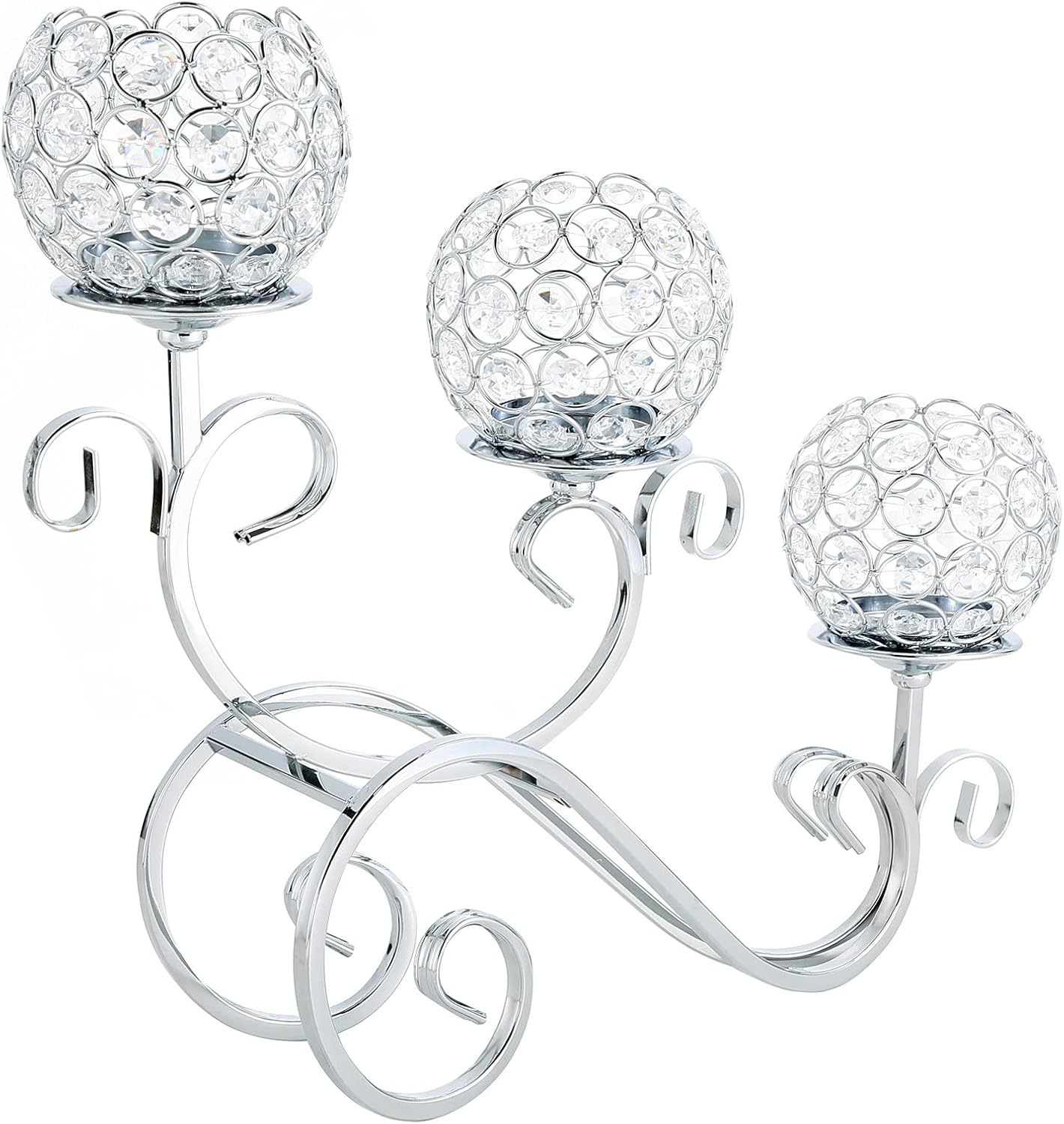 MAOPINER 3 Arms Crystal Candle Holders Bowls tealight