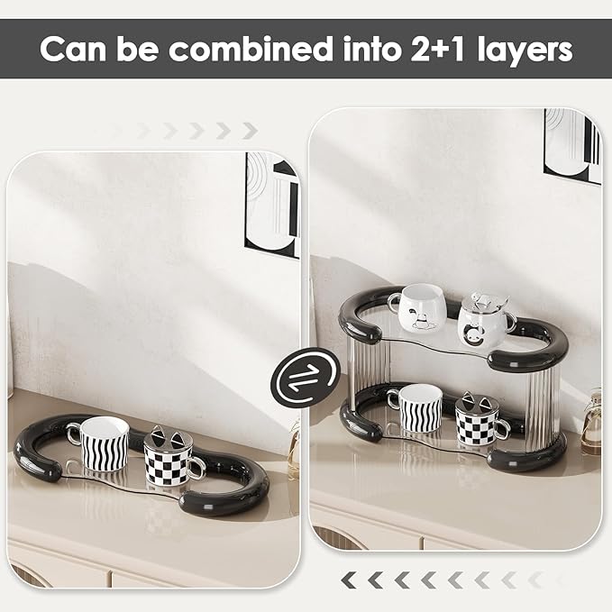 Organizador de Baño SYNCVIBE 3 Niveles, Bandeja Oval Negra miniatura 5