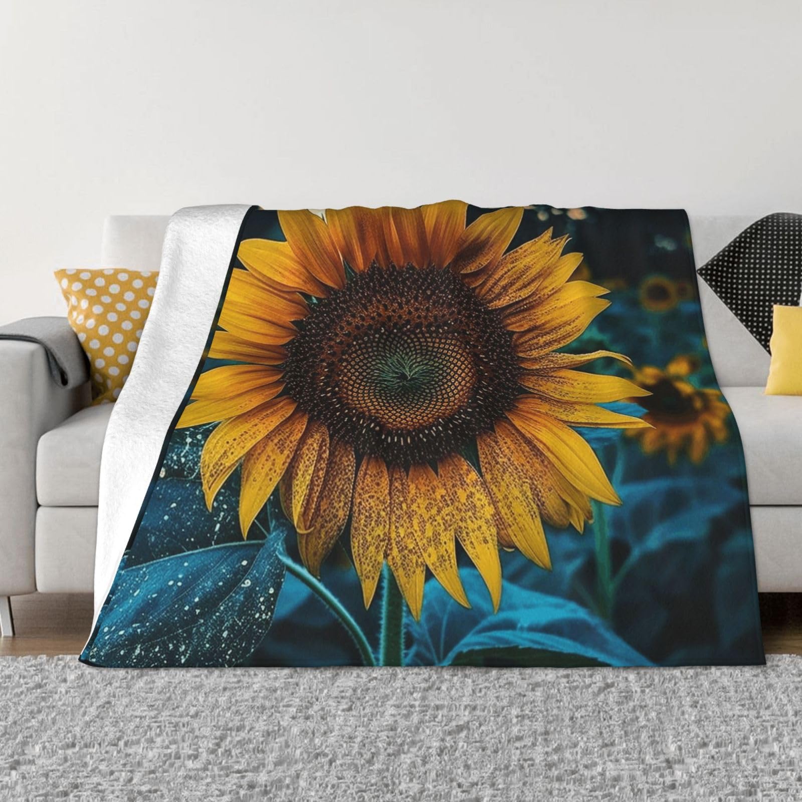 Fodpand Black The Most Beautiful Sunflower Flannel Blanket 40"X30" - Ultra-Soft Lightweight Throw Blanket For Bed, Sofa, And Couch - Luxury Air Conditioning Blankets - Cozy Warm Blankets For All Seasons