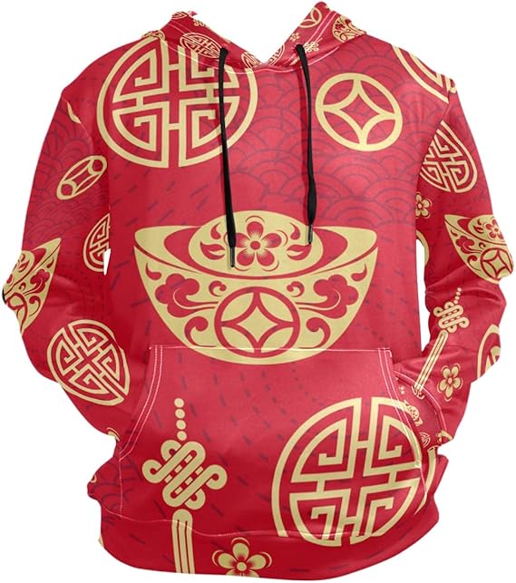 Chinese New Year Hoodie for Pullover Long Sleeves Thin Workout