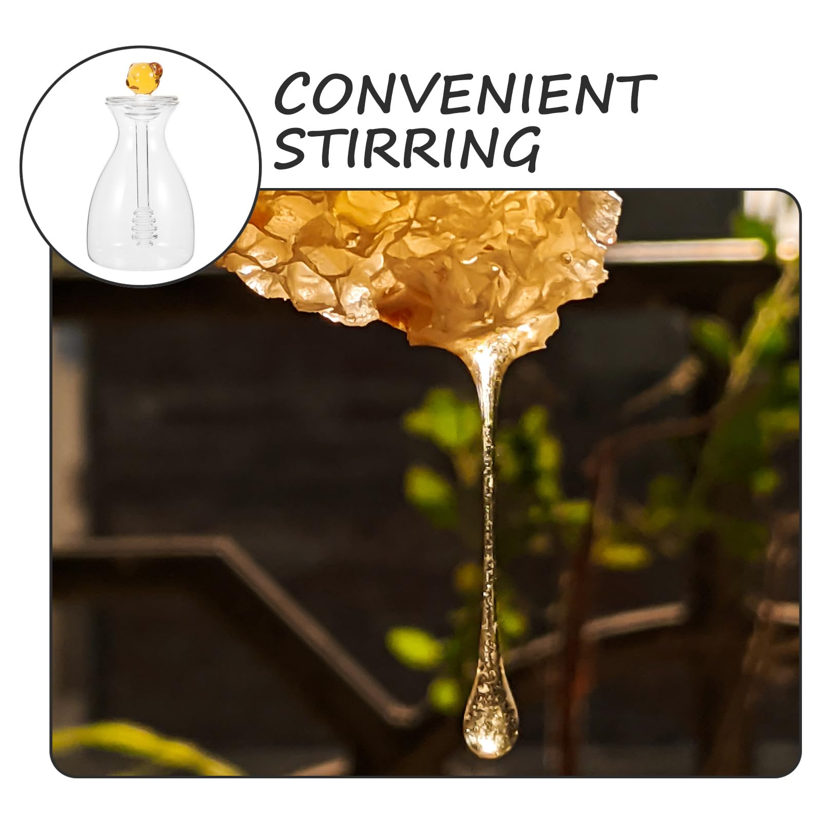 BESPORTBLE Tarro De Miel De Vidrio Transparente Grande Con Cucharón Integrado y Tapa Hermética, Recipiente Para Miel Casera, Uso En Cocina, Frasco Para Desayuno y Repostería