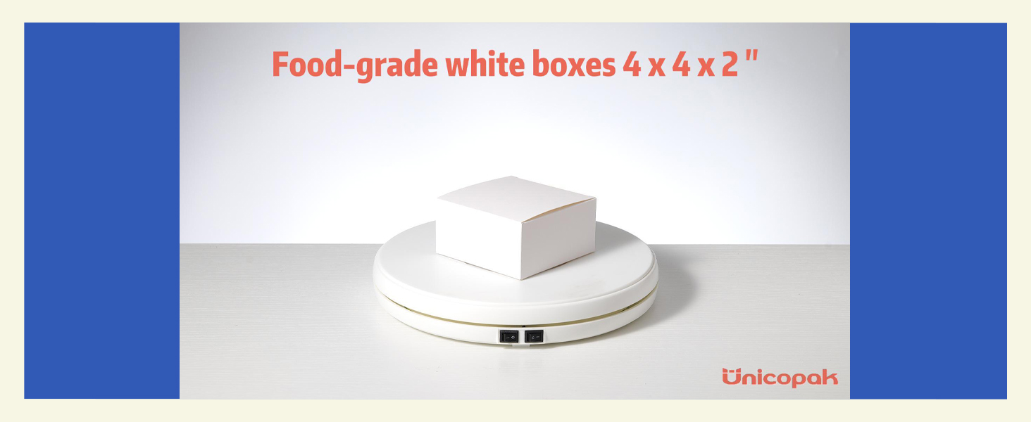 UnicoPak 20 Pack 4x4x2 White Small Gift Boxes - Food Grade Cardboard Treat Boxes for Candy, Fudge, Cookies - Small Square Boxes for Ornaments, Jewelry Trinkets, Party Favors, Small Business Packaging