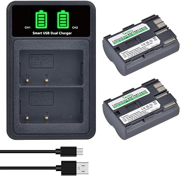 Tectra 2-Pack BP-511 BP-511A Battery and Charger for Canon EOS 40D 50D 10D 20D 20Da 30D D30 D60 300D Rebel PowerShot G1 G2 G3 G5 G6 Pro 1 Pro 90 Pro 90IS