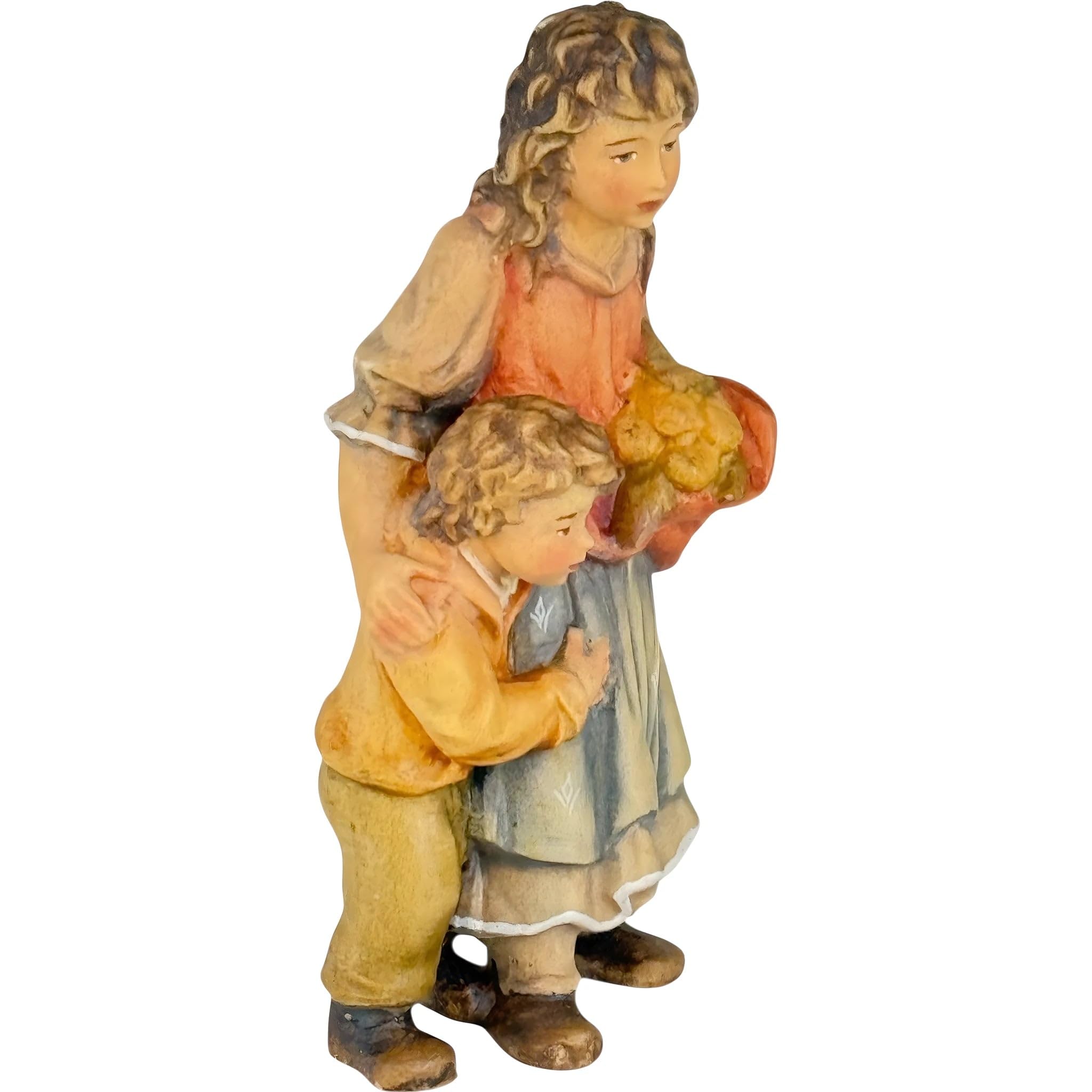 Hirtenhirte umarmt Kind aus Holz 14 cm | handbemaltes Holz in Gröden | Religiöser Artikel