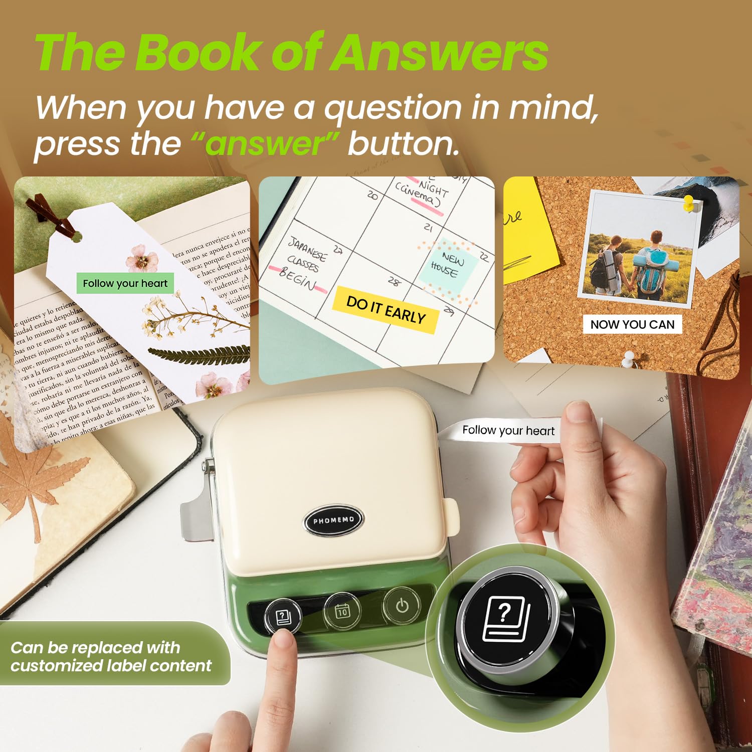 Phomemo P15 Etichettatrice a Nastro Rétro –Stampante per Etichette Adesive Bluetooth con Stampa Data in un Clic –Ideale per Decorazioni e Confezioni Regalo –Con Confezione Regalo e 1 Rotolo – Verde