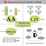 Henreepow Ni-MH AA Batteries rechargeables, double une grande capacité 1.2V Pré-charged pour jardin paysage lumières solaires extérieures, chaînes de lumières, lumières de chemin (AA-600mAh-12pack)