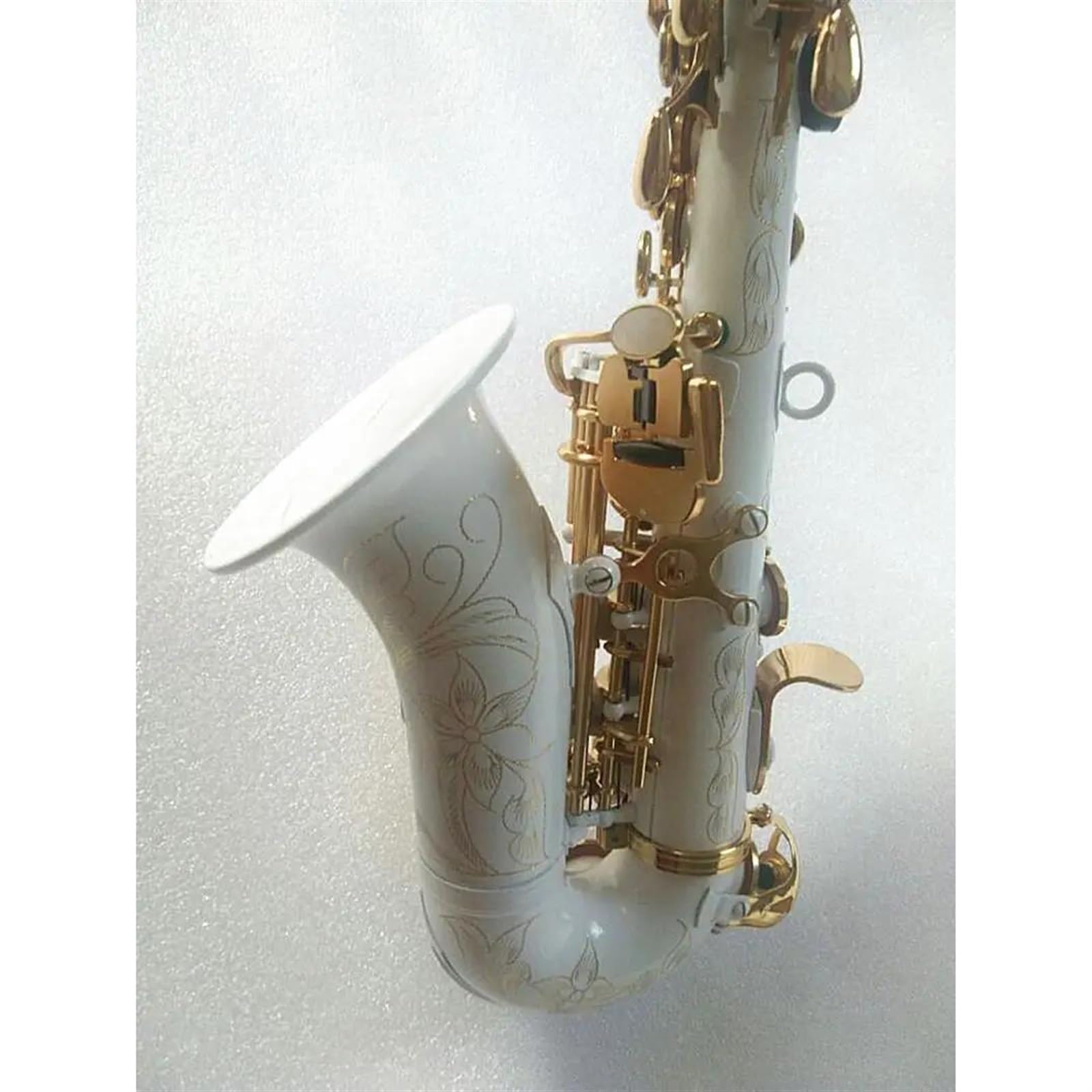 Professionale Sassofono Sassofono Soprano In Ottone B Sassofono Bianco Chiave Dorata Sax Soprano Curvo Accessori Completi Con Custodie