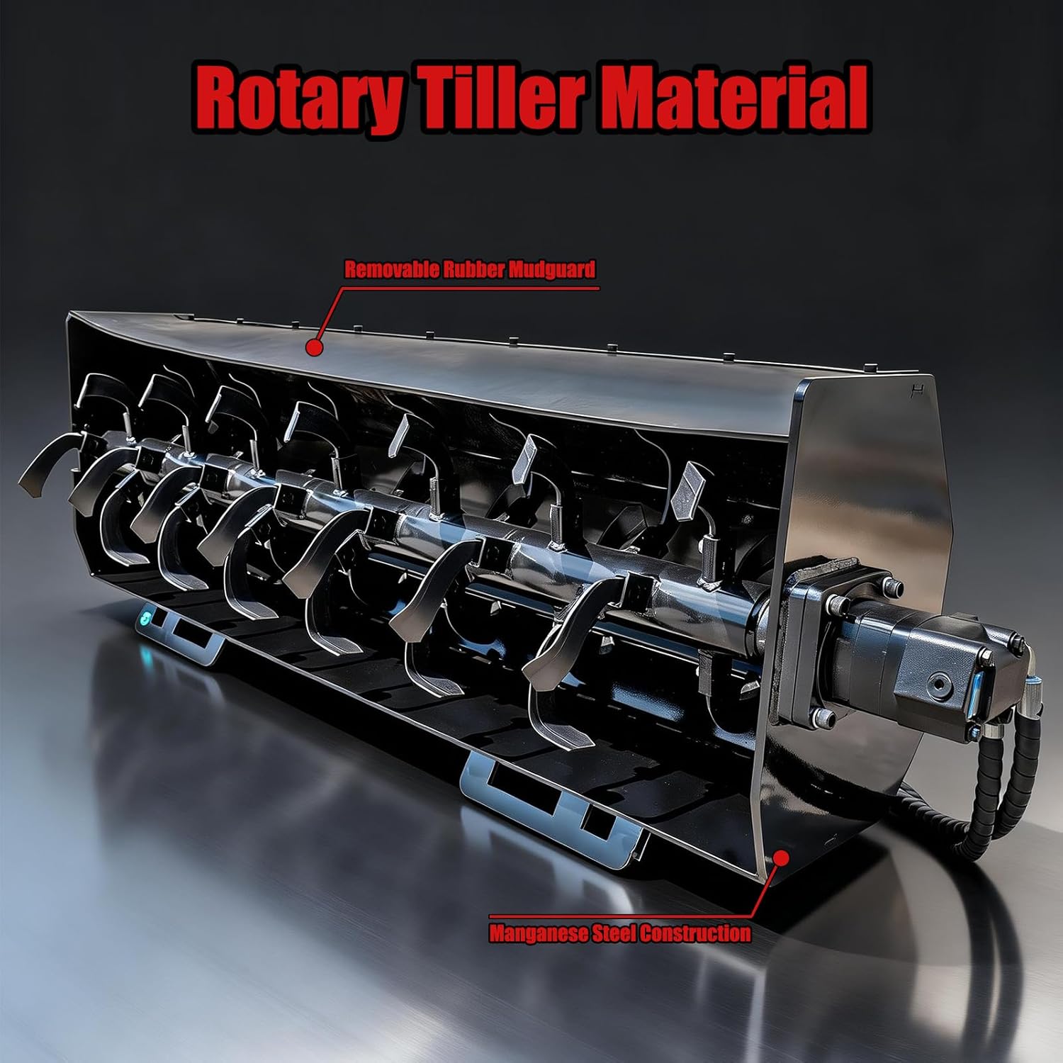 70" Hydraulic Rotary Tiller Attachment for Skid Steer Loaders, Heavy-Duty Skid Steer Soil Cultivator Attachments, 6" Tilling Depth, Ideal for Farmland, Garden,USA Stock