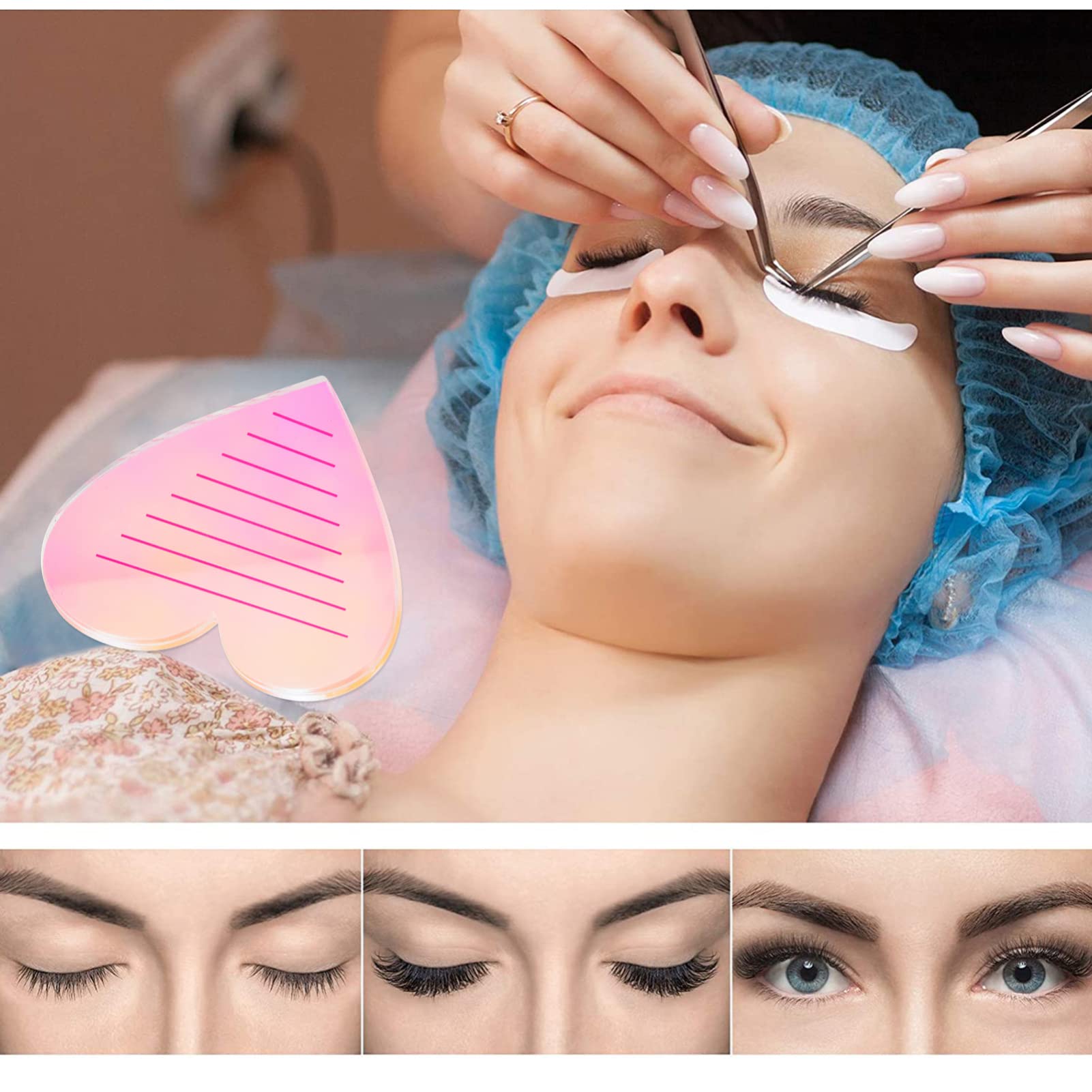 LALAFINA Eyelash Extension Tray, lash tray lash grafting pallet lash glue pallet holder Heart Shape Design