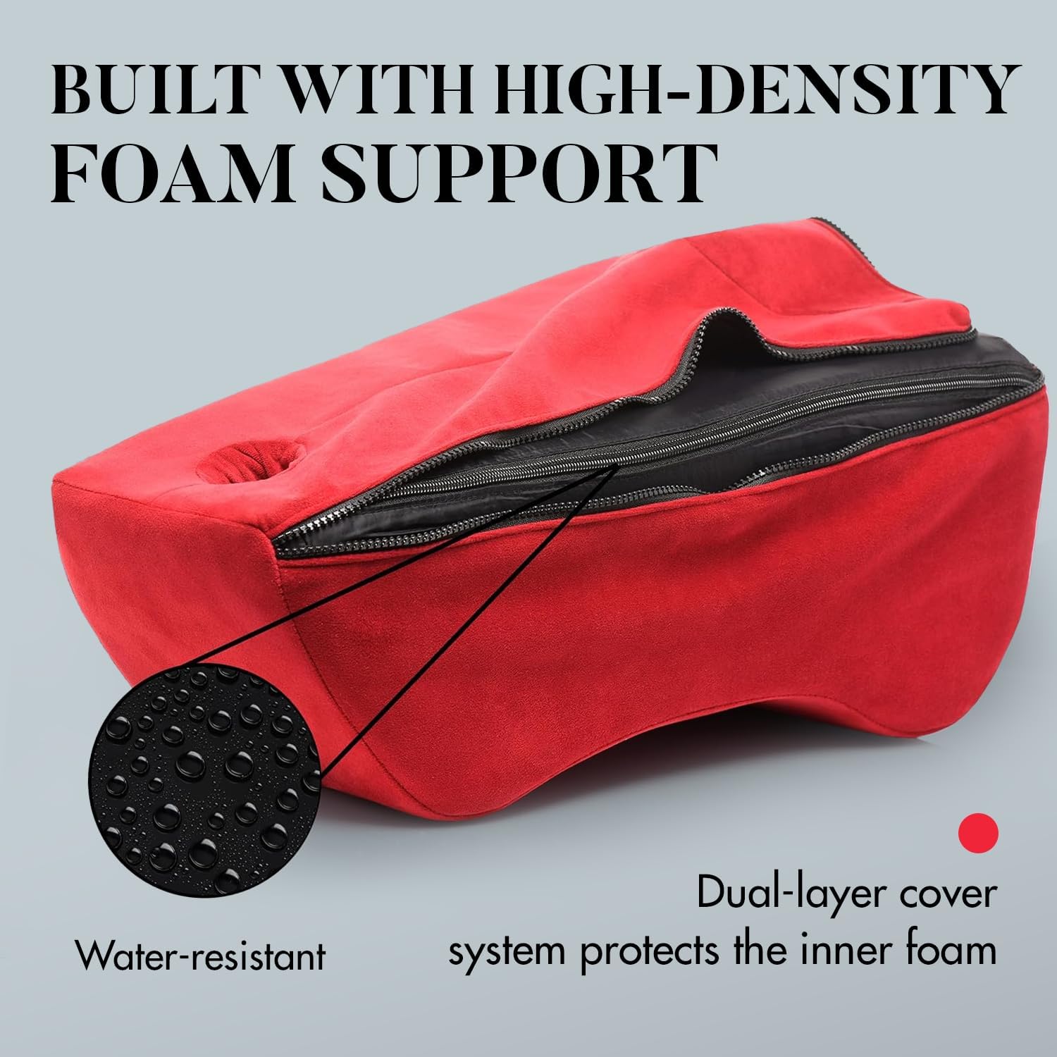 Bedroom Bliss Deluxe Wand Saddle for Women & Couples. Great for Sexual Positioning & Deep Penetration, Saddle-Style Mount with Wand Pocket. High-Density Foam. Easy to Clean Covers. 1 Piece, Red
