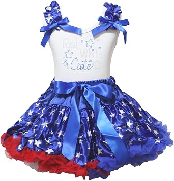 Amazon.com: 4th de julio de vestido rojo, blanco Cute estrellas Camisa  Estrellas Azul Falda Niña Outfit 1 – 8Y : Ropa, Zapatos y Joyería