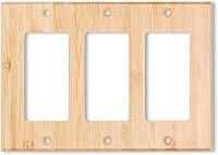 Vista 25 de 4 placas de interruptor de luz de palanca simple de madera maciza de 4.5 x 2.76 pulgadas, cubierta de interruptor de luz de bambú de calidad