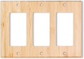 Solid Wood Triple Rocker Light Switch Plate 4.5" X6.3" Bamboo Light Switch Cover Quality Raw Wooden Decorative Bedroom Kitchen Home Decor (Triple Rocker)