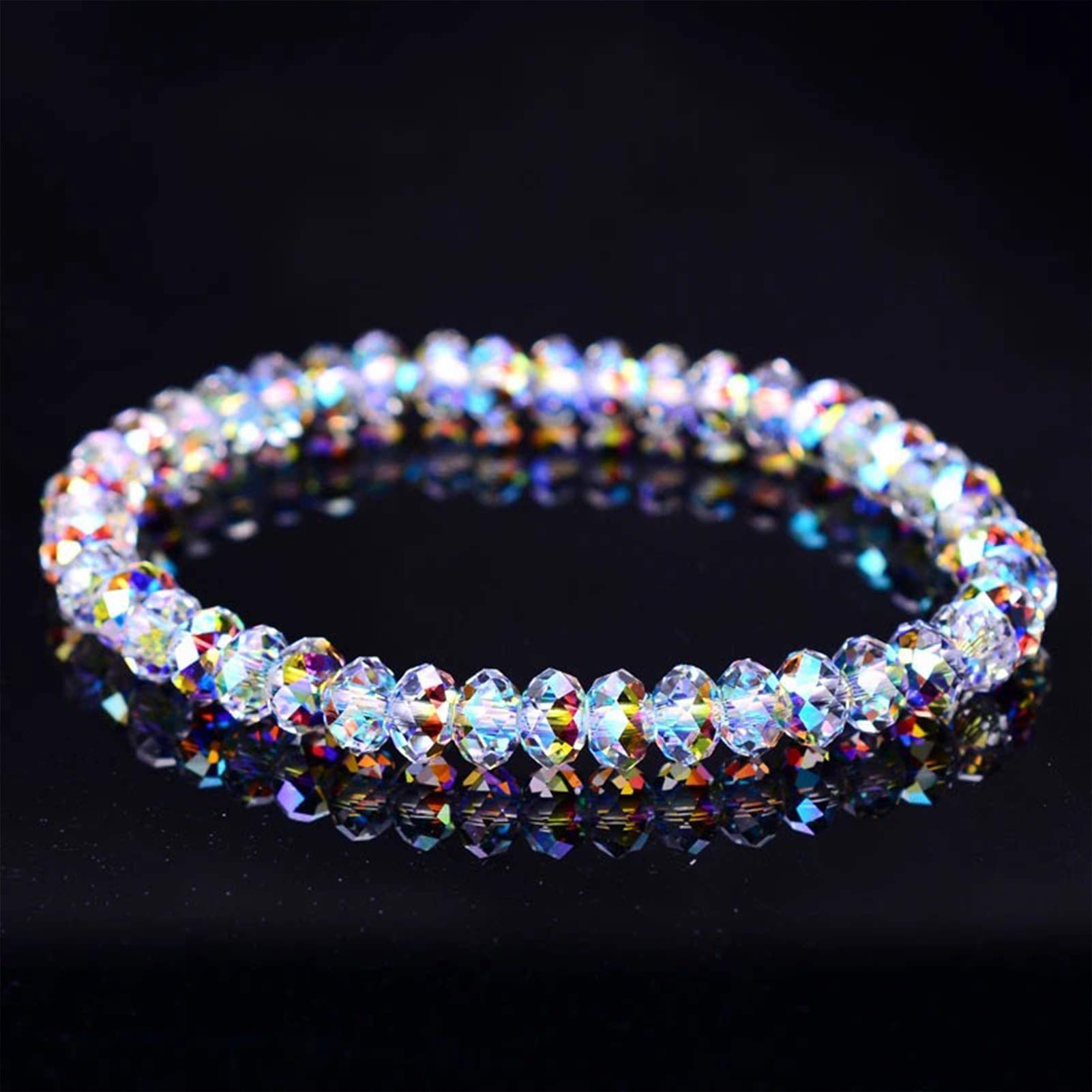 Renfort-patch,Perles d'espacement en verre à facettes en cristal